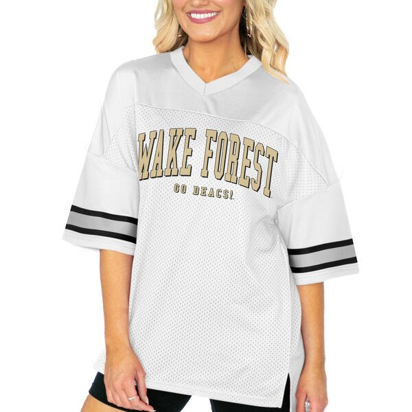 ゲームデイ レディース Tシャツ トップス Wake Forest Demon Deacons Gameday Couture Women's Option Play Oversized Mesh Fashion Jersey White