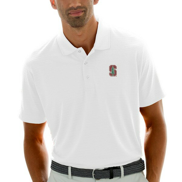 re[WAp Y |Vc gbvX Stanford Cardinal Textured Stripe Polo White