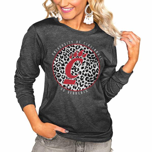 ゲームデイ レディース Tシャツ トップス Cincinnati Bearcats Women's Call the Shots Oversized Long Sleeve TShirt Charcoal