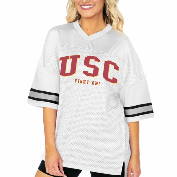 ゲームデイ レディース Tシャツ トップス USC Trojans Gameday Couture Women's Option Play Oversized Mesh Fashion Jersey White