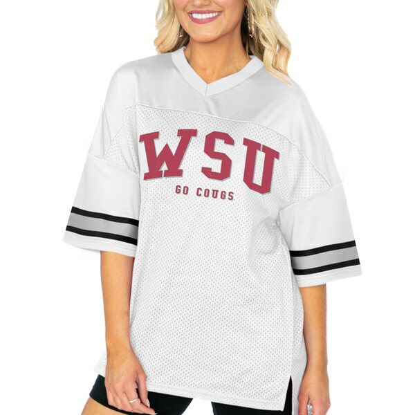 ゲームデイ レディース Tシャツ トップス Washington State Cougars Gameday Couture Women's Option Play Oversized Mesh Fashion Jersey White