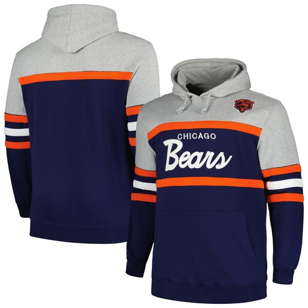 ミッチェル&ネス メンズ パーカー・スウェットシャツ アウター Chicago Bears Mitchell & Ness Big & Tall Head Coach Pullover Hoodie Heather Gray/Navy 1