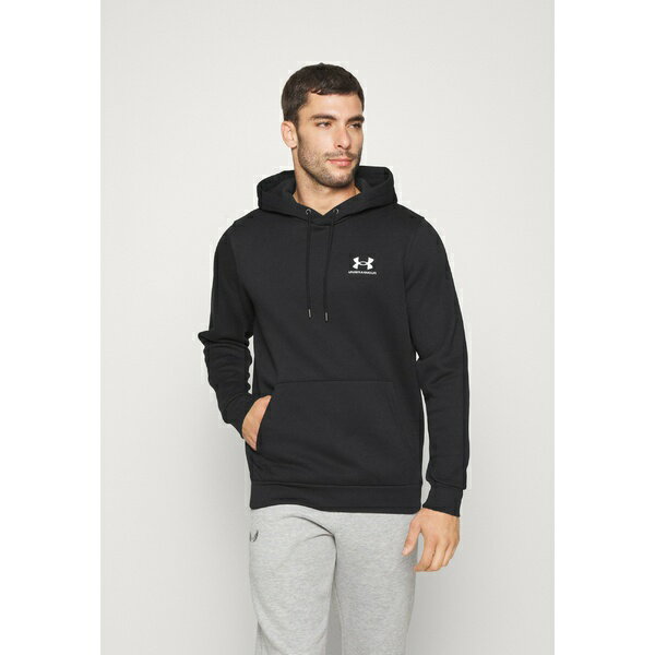 アンダーアーマー メンズ パーカー・スウェットシャツ アウター ESSENTIAL HOODIE - Hoodie - black/white