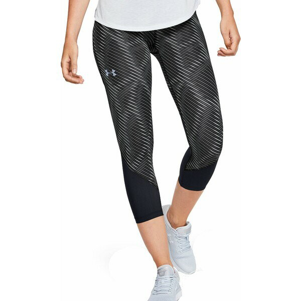 アンダーアーマー レディース カジュアルパンツ ボトムス Under Armour Women 039 s HeatGear Fly Fast Printed Crop Leggings Black/Black