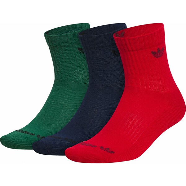 AfB_X fB[X C A_[EFA adidas Originals 3.0 Mid-Cut Crew Socks - 3 Pack Red/Green/Blue