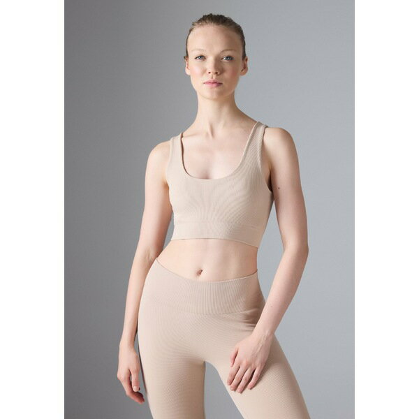 イーブン アンド オド レディース フィットネス スポーツ MEDIUM SUPPORT SEAMLESS RIB SPORTS BRA - Medium support sports bra - stone