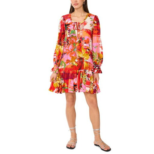 ヴィンスカムート レディース ワンピース トップス Women's Printed Ruffle-Hem Mini Dress Tropical Cream ヴィンスカムート レディース ワンピース トップス Women's Printed Ruffle-Hem Mini Dress Tropical Cream