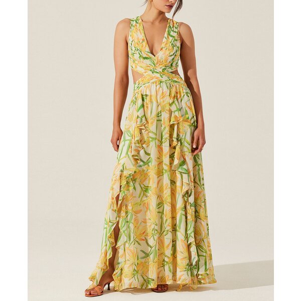 ȡ ǥ ԡ ȥåץ Women's Noya Floral-Print Open-Back Gown Yellow...