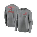 ナイキ メンズ シャツ トップス Men's Heather Charcoal Atlanta Braves 2-Hit Legend Performance Long Sleeve T-Shirt Heather Charcoal