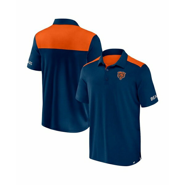 եʥƥ   ȥåץ Men's Navy/Orange Chicago Bears Color Block Polo ...