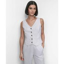 ダナ キャラン ニューヨーク レディース カットソー トップス Women's Button-Front Vest White