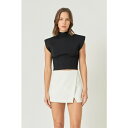エンドレスローズ レディース カットソー トップス Women's Mock Neck Padded Knit Top Black(4)