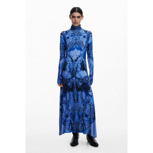 デジグアル レディース ワンピース トップス Women's Printed midi dress Dark blue デジグアル レディース ワンピース トップス Women's Printed midi dress Dark blue