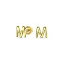 ブリング レディース ピアス&イヤリング アクセサリー ABC Minimalist Yellow 14K Gold Capital Block Alphabe...