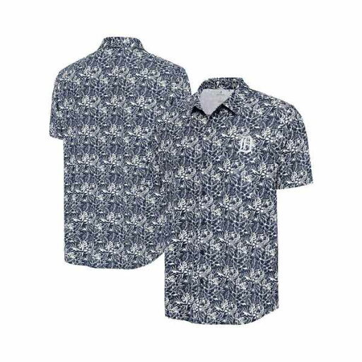 アンティグア メンズ シャツ トップス Men's Navy Detroit Tigers Resort Button-Up Shirt Navy アンティグア メンズ シャツ トップス Men's Navy Detroit Tigers Resort Button-Up Shirt Navy