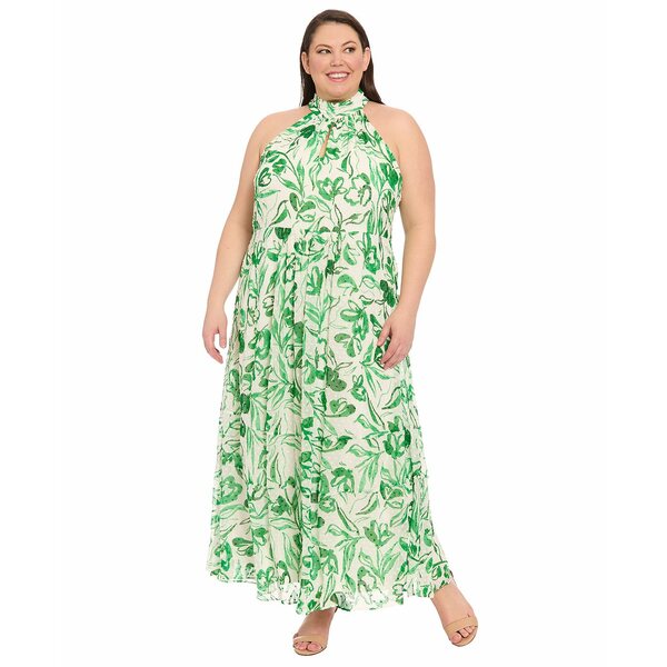 ɥ󥿥ॹ ǥ ԡ ȥåץ Plus Size Floral-Print Halter Maxi Dress Ivo...