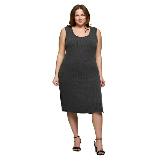 24セブンコンフォート レディース ワンピース トップス Plus Size Fitted Sleeveless Side Slit Midi Dress Black 24セブンコンフォート レディース ワンピース トップス Plus Size Fitted Sleeveless Side Slit Midi Dress Black