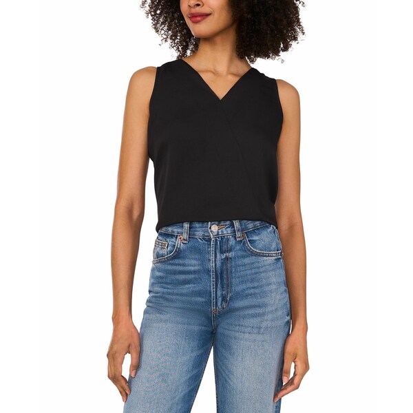 ヴィンスカムート レディース カットソー トップス Women's V-Neck Crossover Sleeveless Top Rich Black