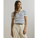 ラルフローレン レディース ニット&セーター アウター Petite Striped Cable-Knit Cotton Polo Sweater White/...