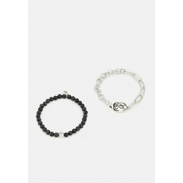 アイコンブランド メンズ ブレスレット・バングル・アンクレット アクセサリー CHEETAH BEAD AND CHAIN BRACELET 2 PACK - Bracelet - silver-coloured/black