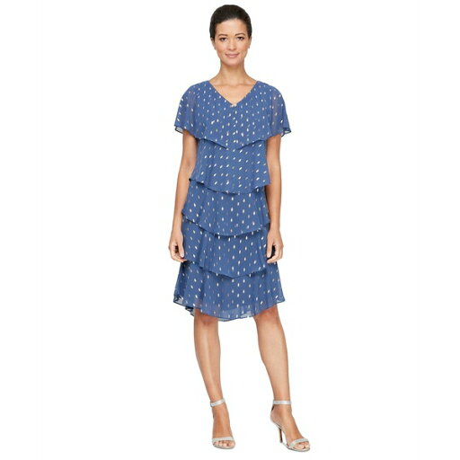 エス エル ファッションズ レディース ワンピース トップス Polka-Dot Tiered Shift Dress Wedgewood エス エル ファッションズ レディース ワンピース トップス Polka-Dot Tiered Shift Dress Wedgewood