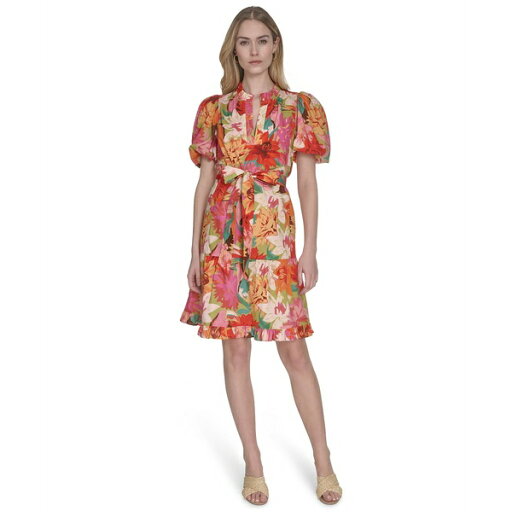 ヴィンスカムート レディース ワンピース トップス Petite Cotton Floral-Print Puffed-Sleeve Dress Multi ヴィンスカムート レディース ワンピース トップス Petite Cotton Floral-Print Puffed-Sleeve Dress Multi