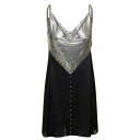 パコ・ラバンヌ レディース ワンピース トップス Mini Black Dress With Metallic Bodice In Lightweight Fabric Woman Black