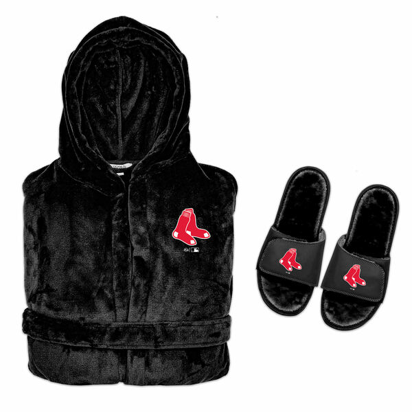 アイスライド メンズ サンダル シューズ Boston Red Sox ISlide Hooded Phantom Robe & Fur Slide Bundle Black