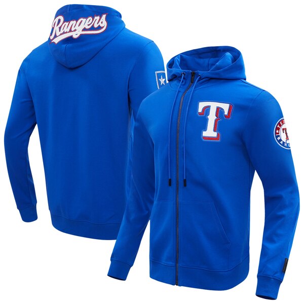 プロスタンダード メンズ パーカー・スウェットシャツ アウター Texas Rangers Pro Standard Classic Chenille FullZip Hoodie Royal