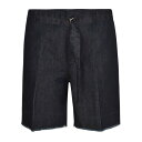 ランバン メンズ カジュアルパンツ ボトムス Fringe Hem Belted Denim Shorts Navy Blue