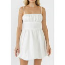 エンドレスローズ レディース ワンピース トップス Women's Ruched Blouson Mini Dress White