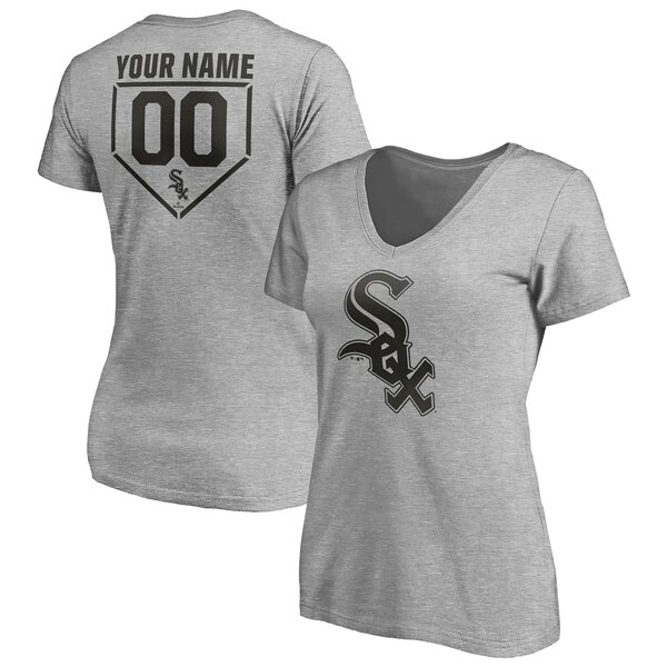 ファナティクス レディース Tシャツ トップス Chicago White Sox Women's Personalized RBI Logo VNeck TShirt Heathered Gray
