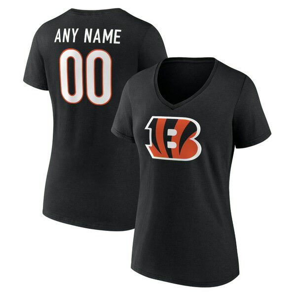 ファナティクス レディース Tシャツ トップス Cincinnati Bengals Women's Team Authentic Custom VNeck TShirt Black