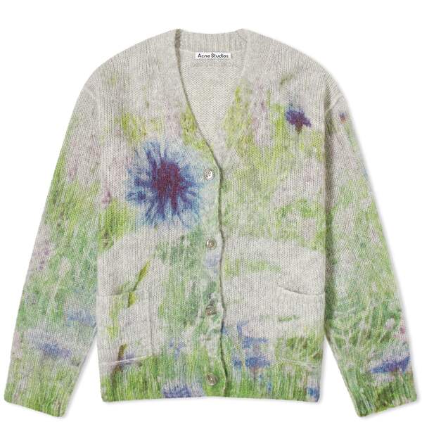 アクネ ストゥディオズ レディース カーディガン アウター Acne Studios Flower Print Cardigan Grey