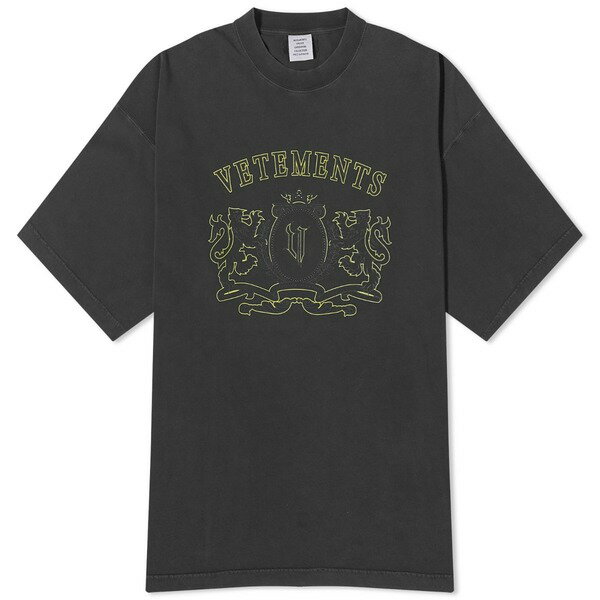 ヴェトモン メンズ Tシャツ トップス VETEMENTS Royal Logo T-Shirt Black