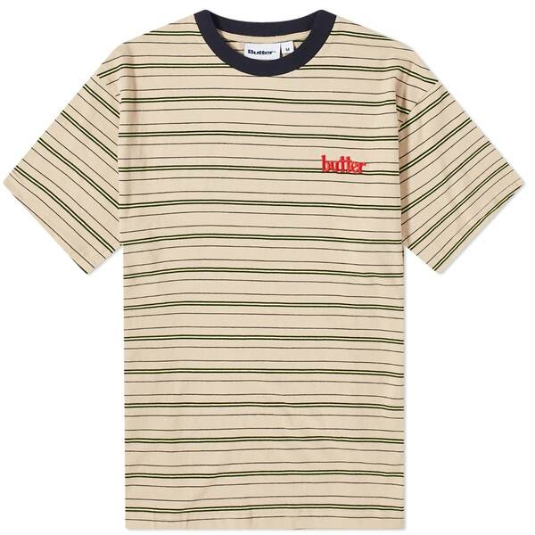 バターグッズ メンズ Tシャツ トップス Butter Goods Park Stripe T-Shirt Black