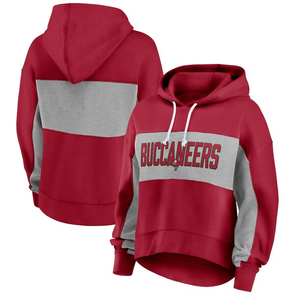 ファナティクス レディース パーカー・スウェットシャツ アウター Tampa Bay Buccaneers Fanatics Branded Women's Filled Stat Sheet Lighweight Modest Crop Hoodie Red