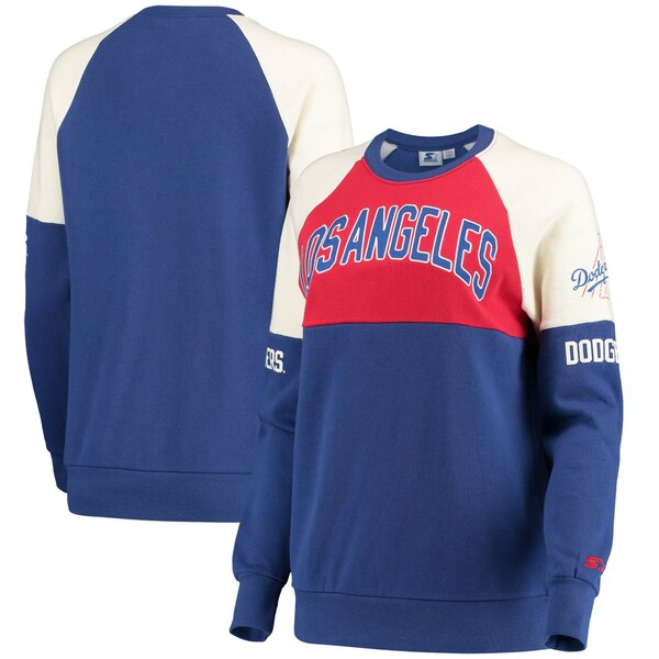  ǥ ѡåȥ  Los Angeles Dodgers Starter Women's Baseline Raglan Pullover Sweatshirt Royal/Red