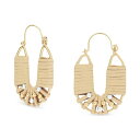 ラッキーブランド レディース ピアス&イヤリング アクセサリー Gold-Tone Woven-Leather Beaded Hoop Earrings, 1-3/4