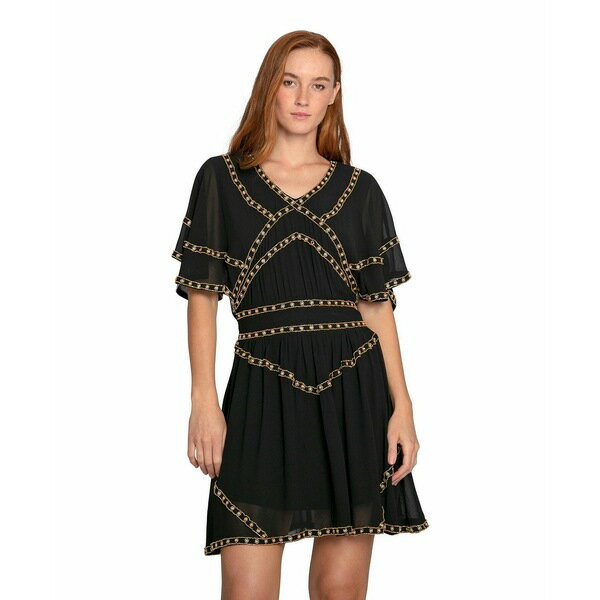 ベル アンド ブルーム レディース ワンピース トップス Golden Mark Beaded Trim Mini Dress Black