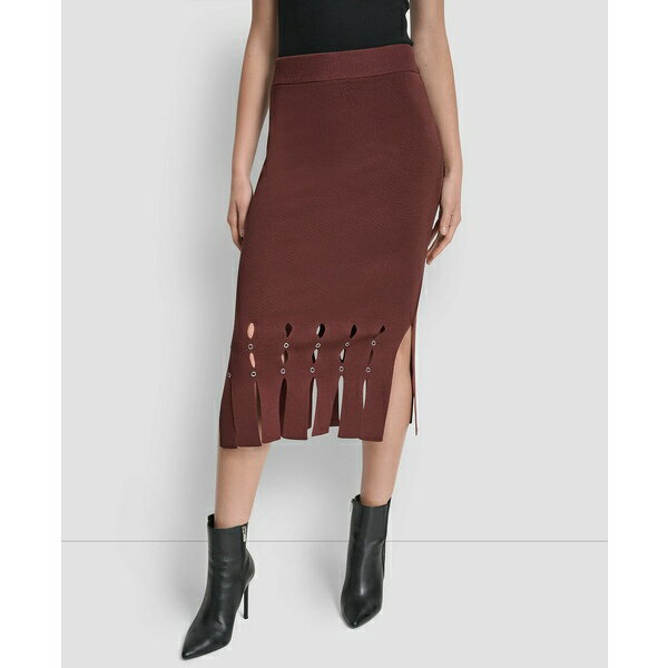 ダナ キャラン ニューヨーク レディース スカート ボトムス Women's Grommet Detail Sweater Pencil Midi Skirt Bitter Chocolate