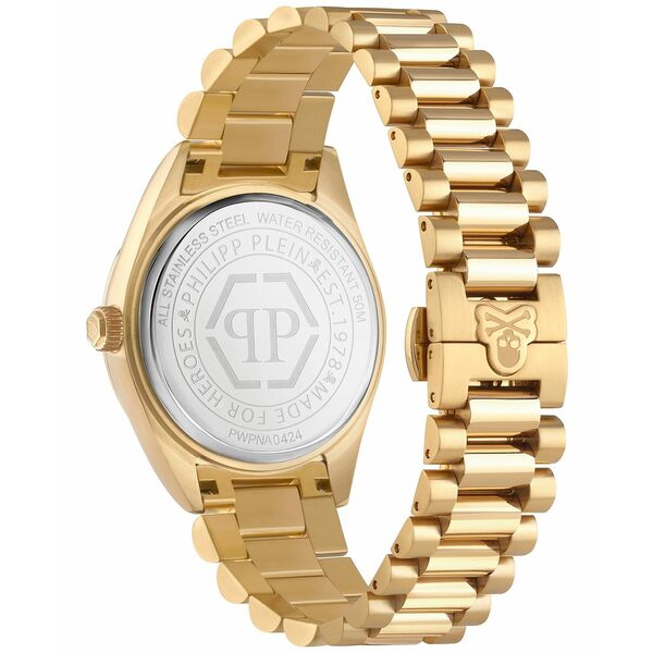 フィリッププレイン メンズ 腕時計 アクセサリー Men's Date Superlative Gold Ion Plated Stainless Steel Bracelet Watch 42mm Gold