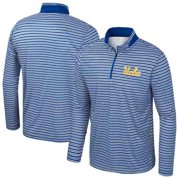 コロシアム メンズ ジャケット&ブルゾン アウター UCLA Bruins Colosseum Striped QuarterZip Top Blue