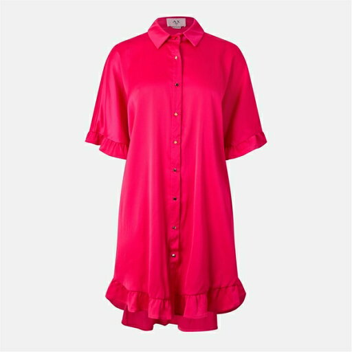 アックスパリ レディース ワンピース トップス Frill Detail Gold Button Front Shirt Dress アックスパリ レディース ワンピース トップス Frill Detail Gold Button Front Shirt Dress