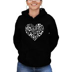 エルエーポップアート レディース カットソー トップス Women's Hooded Word Art Heart Notes Sweatshirt Top Black