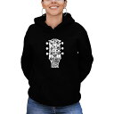 エルエーポップアート レディース カットソー トップス Women's Hooded Word Art Guitar Head Music Genres Sweatshirt Top Black