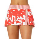 アーネ コール レディース スカート ボトムス Women's Coastal Palm Banded Front-Slit Swim Skirt Coral Palm Print