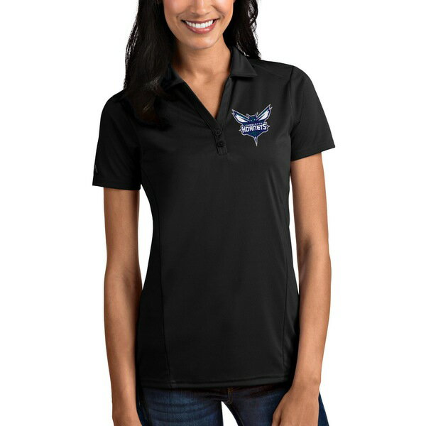 アンティグア レディース ポロシャツ トップス Charlotte Hornets Antigua Women's Tribute Polo Black