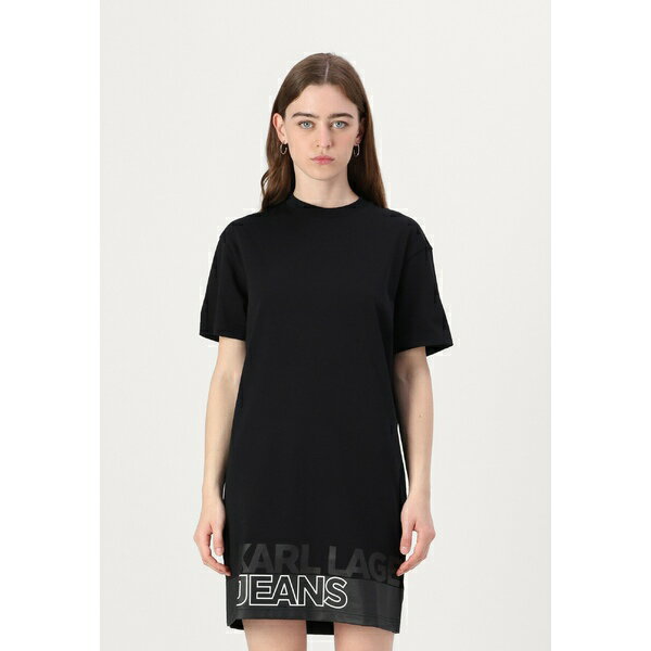 カール ラガーフェルド ジーンズ レディース ワンピース トップス RELAXED GRAPHIC TEE DRESS - Jersey dress - black