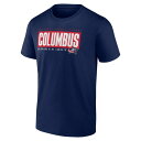 ファナティクス メンズ Tシャツ トップス Columbus Blue Jackets Fanatics Branded Blocked Out TShirt Navy